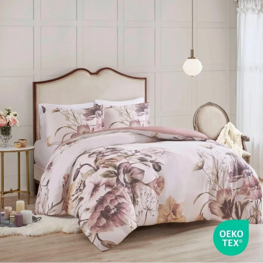 Madison Park Floral Cotton Blend Duvet Cover Set All Season Breathable Bedding k